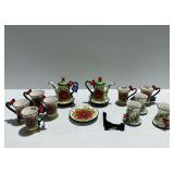 Ceramic Christmas Teapots and Mugs Set with Lidded Pig Container