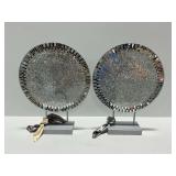 (2) Free-Standing Mosaic Reflective Discs on Bases