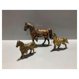 (3) Decorative Metal Horse Figurines with Saddles