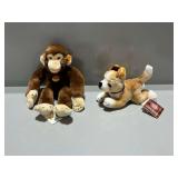 (2) Steiff Stuffed Animals with Bamboo Cosy Friends and American Kennel Club Tags