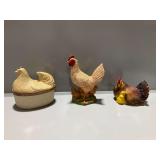 3-Piece Ceramic Chicken Decor