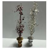(2) Decorative Urns with Disc Foliage Trees