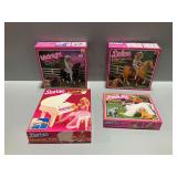 (4) Mattel Barbie Toy Sets: Midnight Horse, Dallas Horse, Electronic Piano, and Beauty and Puppies