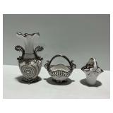 3-Piece Alpine Cuisine Ceramic Decor Set with Silver Trim