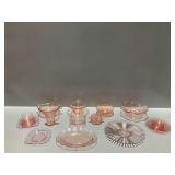 16-Piece Pink Depression Glass Tableware