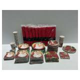 Disposable Christmas Party Tableware and Decor: Plates, Napkins, Cups, Table Covers
