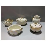 1940s-1950s Hall Superior Quality Kitchenware Set with Gold Polka Dots