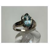 Sterling Silver Marquise Blue Stone Ring...Size 7