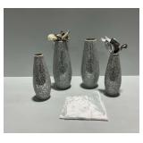 (4) Mosaic Glass Vases with Fabric Liners