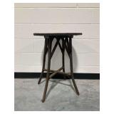 Round Wicker Accent Table with Wooden Top... top shows wear
