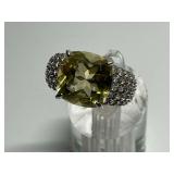 Sterling Silver Ring with Prominent Yellow Center Stone...Size 9