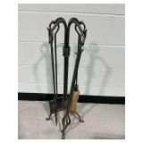 4-Piece Cast Iron Fireplace Tool Set with Stand