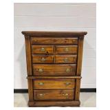 Wooden Chest of Drawers with Brass Hardware