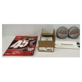 Kyle Petty Signed NASCAR Poster, Coca Cola Bottle Cap Design Frisbees, and Smartwool Gift Boxes