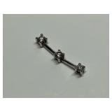 14K White Gold and 3-Diamond Bar Pendant Component