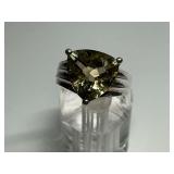 Sterling Silver Ring with Trillion Cut Yellow Gemstone...Size 7