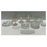 11-Piece Clear Pressed Glass Tableware Assortment
