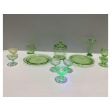 12-Piece Green Depression Glass Tableware