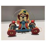 1950s Gong Bell Mfg. Co. Circus Clown Dog Chime Musical Pull Toy