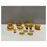 Amber Pressed Glass Tableware Assortment
