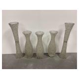 (5) Crystal Beaded Floor Vases