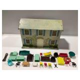 Metal Dollhouse with Plastic Furniture
