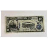 Series 1902 Ten Dollars National Currency Banknote First National Bank of Fond du Lac Wisconsin