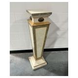 Stone Pedestal Stand with Inset Oval Accents