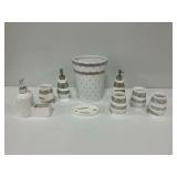 White and Mosaic Bathroom Accessory Set