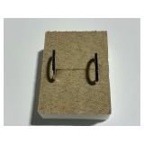 Sterling Silver Black Stone Hoop Earrings