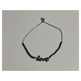 Sterling Silver and Black Stone Love Slider Bracelet