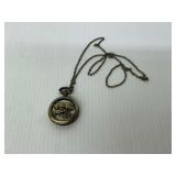 Pocket Watch with Pig and Piglet Design and Chain