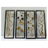 (4) Panel Metal Wall Art with Botanical Motif