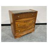 3-Drawer Marble Top Wooden Nightstand
