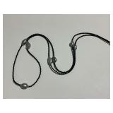 Sterling Silver Black Spinel and Gray Pearl Necklace