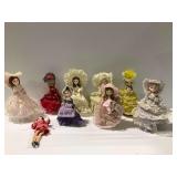 Bradley Dolls with Stand Bases and Textile Construction and 1960s Stockinette Pose Doll