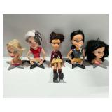 (4) Bratz Styling Heads and (1) Bratz Doll