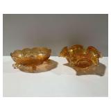 (2) Marigold Carnival Glass Bowls