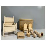 Wooden Doll Bed, Doll Rockers, and Other Wooden Craft Items