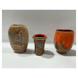 (3) Pottery Vases Including a Dryden Original