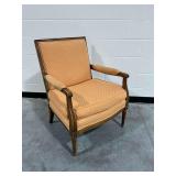 Upholstered Wooden Armchair with Patterned Fabric