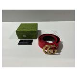 Reproduction Gucci Red Leather Belt with Box and Card