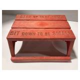 Red Plastic Step Stool with Molded Text