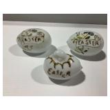 Antique Hand Painted Milk Glass Easter Eggs