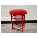 Red Metal Stool with Padded Red Vinyl Seat