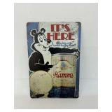Hamms Beer Metal Sign with Bear Graphic