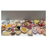 Numerous Hand Crocheted Pincushions and Doilies... see photos and description