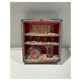 Mid Century Little Lady Banner Refreshment Set with Lazy Susan Tray In Original Box