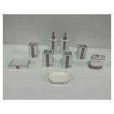 9-Piece Bathroom Accessory Set with Faux Rhinestone Accents