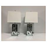 (2) Mirrored Crystal Accent Lamps with Shades...both work
